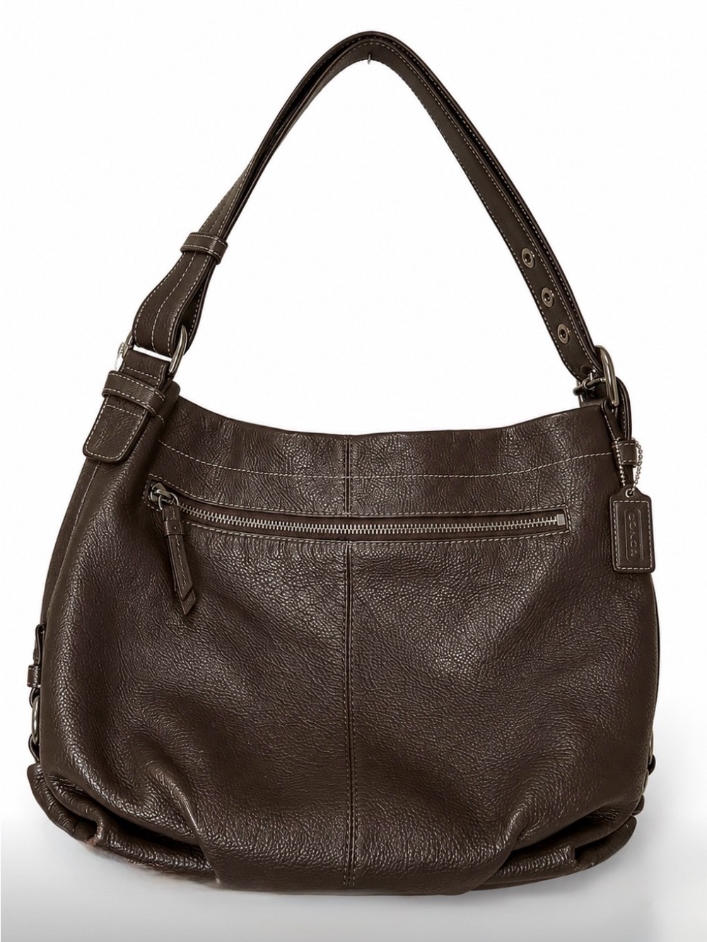 Coach Brown Pebbled Leather Hobo Style Shoulder Bag F15064